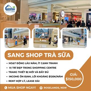 Sang tiệm trà sữa Gotcha thu nhập tốt trong shopping centre vùng Roselands