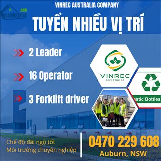 Công ty Vinrec Australia tuyển Operator, Forklift Driver & Leader